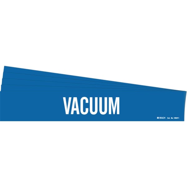 VACUUM Pipe Marker Style 1HV White on Blue 1 per Card, 5 PK